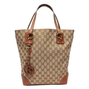 Gucci GG Charm Canvas Tote Bag Brown
